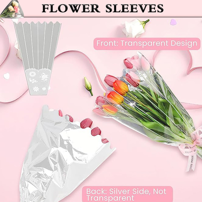 Selongsong Buket Bunga Plastik Sekali Pakai Tas Pembungkus Plastik Dengan Dekorasi Renda