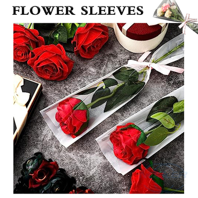 Tas Buket Lengan Buket Bunga Bening Untuk Kertas Pembungkus Mawar Tunggal