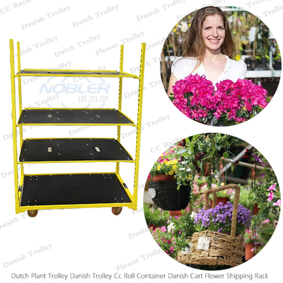 Danish Trolley Flower Hand Trolley Plastic Shelf Supermarket Eksklusif Menggunakan Troli Khusus