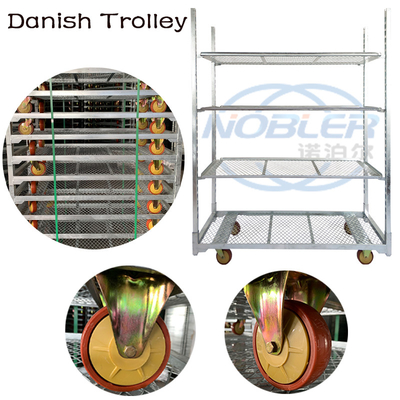 Pemasangan diperlukan Trolley bunga Denmark dengan 4 roda 50kg Kapasitas