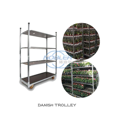 Perputaran logistik bunga penolong yang baik bahan kayu lapis wadah standar Denmark troli bunga