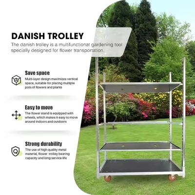 Bahan kayu lapis empat roda Rolling Denmark Trolley Rak