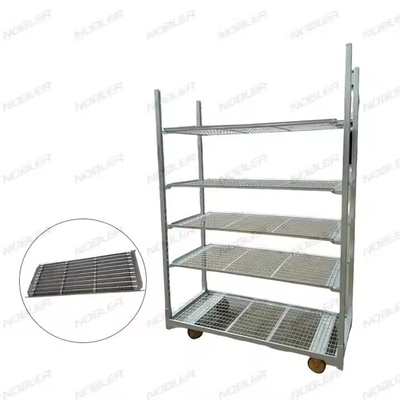 White Metal Dutch Flower Trolley Mudah Di Bersihkan Kontemporer Untuk Pengolahan Bunga yang Lurus