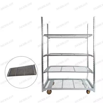 Kapasitas Beban 200kg Dutch Flower Trolley Dengan Tinggi Rak 25cm dan Roda PP Heavy Duty Ideal untuk Logistik Bunga