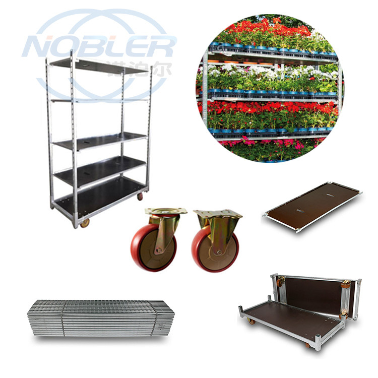 1350 * 565 * 1900mm Dutch Cart Trolley Metal Four Wheels untuk Greenhouse Garden Farm