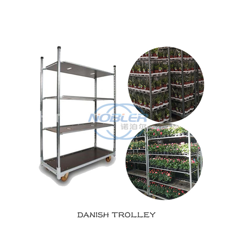 standar kontainer bunga trolley logistik turnover truk roda nilon bantalan kuat dingin galvanis instal