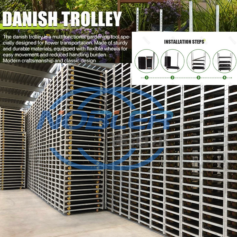 Ketahanan Korosi Danish Trolly Tidak Mudah untuk Berkarat Four Wheel Rolling