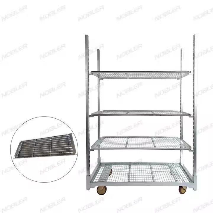 Kapasitas Beban 200kg Dutch Flower Trolley Dengan Tinggi Rak 25cm dan Roda PP Heavy Duty Ideal untuk Logistik Bunga